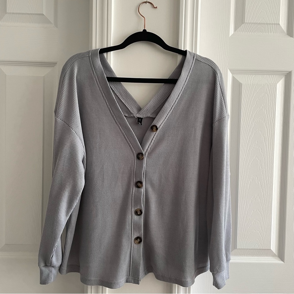 Zaful Women's Gray Button-Up Cardigan